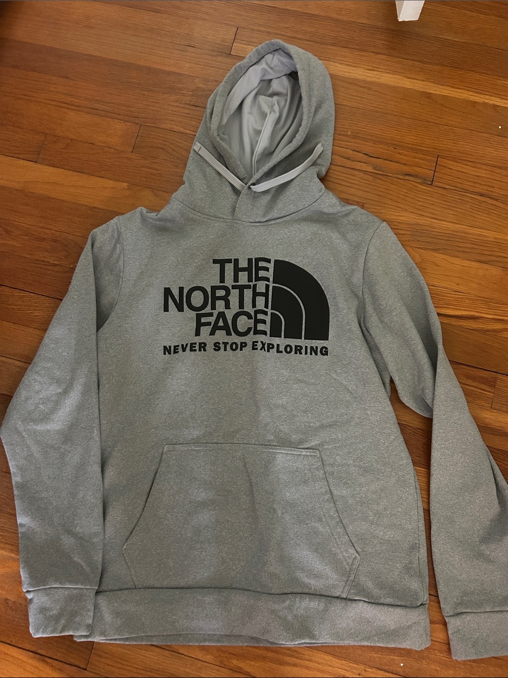 The North Face Gray men’s Crewneck Hoodie with Black Logo
